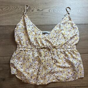 Abercrombie & Fitch Women's Floral Babydoll Cami XL Y2K Cottage Fairycore Whimsy